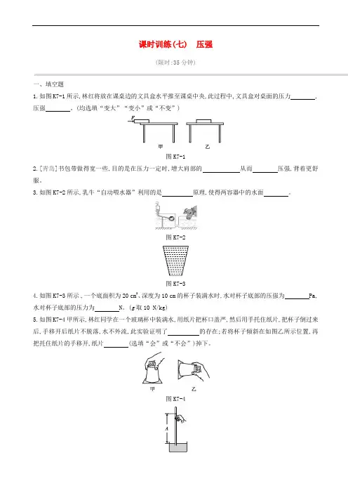 初中物理--压强课时训练