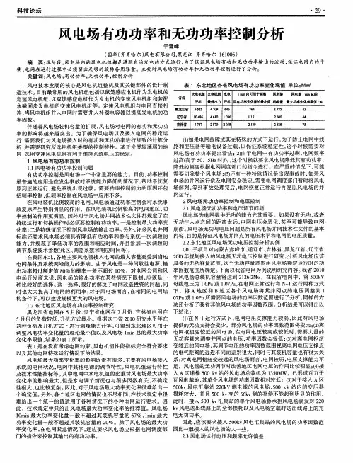 风电场有功功率和无功功率控制分析