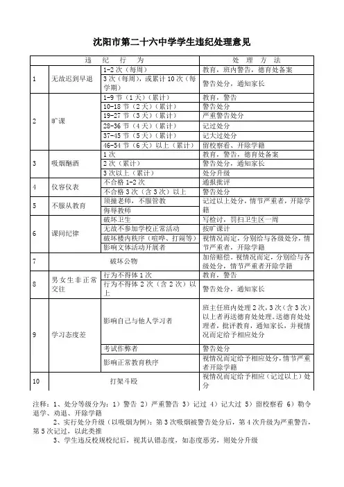 违纪处理意见