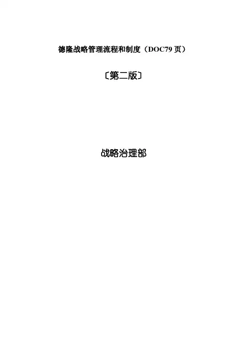 德隆战略管理流程和制度(DOC79页)