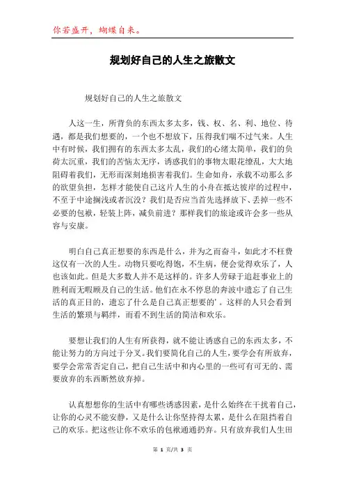 规划好自己的人生之旅散文