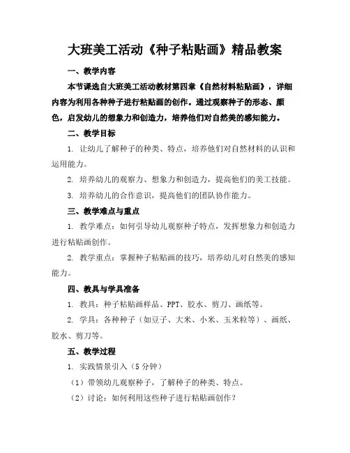 大班美工活动《种子粘贴画》精品教案