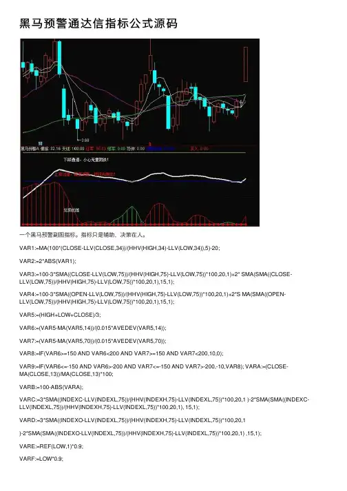 黑马预警通达信指标公式源码