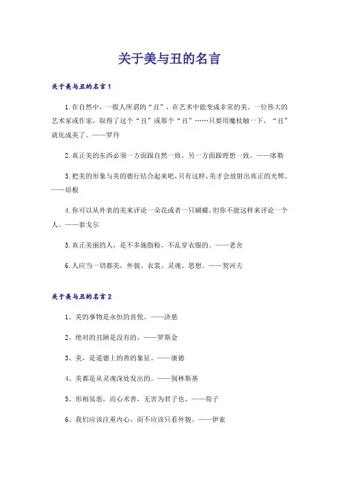 关于美与丑的名言