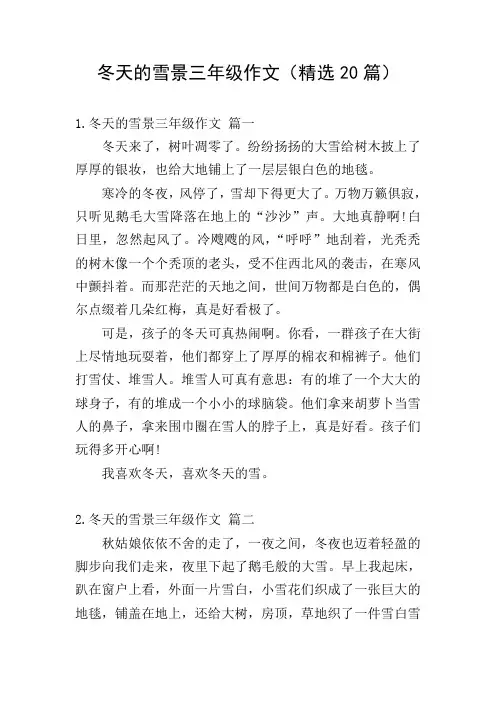 冬天的雪景三年级作文(精选20篇)