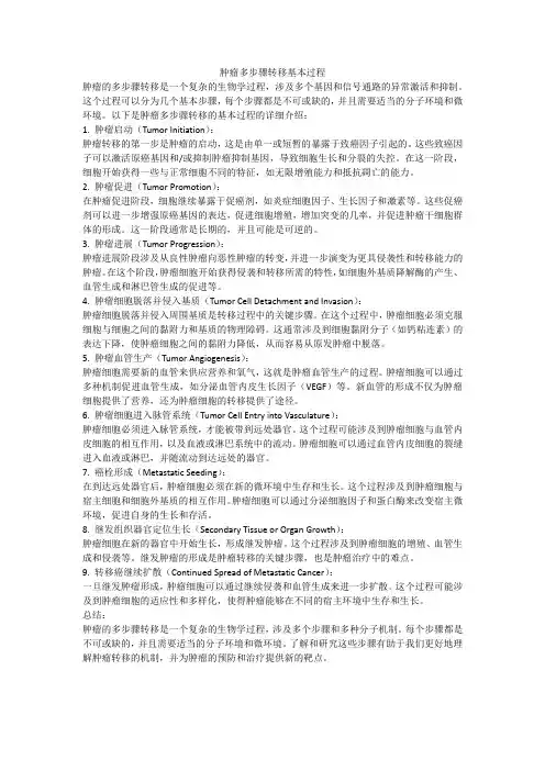 肿瘤多步骤转移基本过程