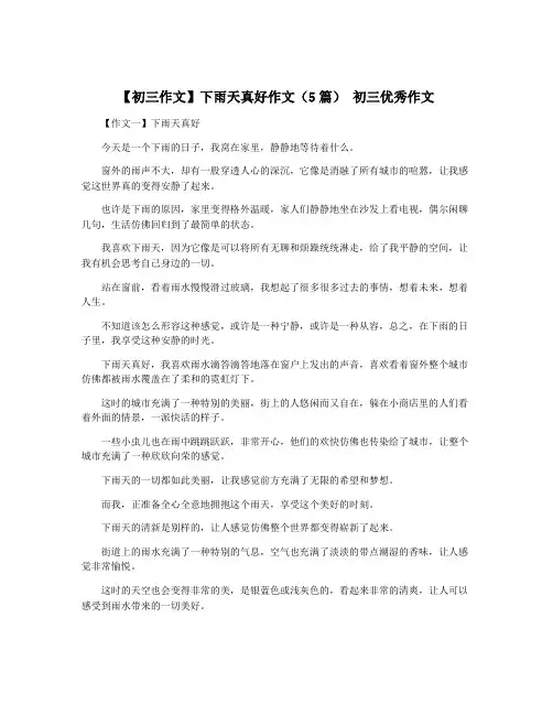 【初三作文】下雨天真好作文(5篇) 初三优秀作文