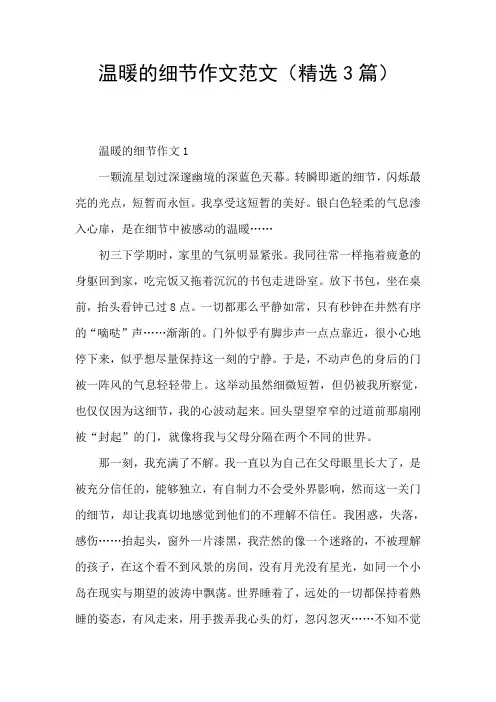 温暖的细节作文范文(精选3篇)
