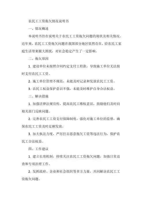 农民工工资拖欠情况说明书