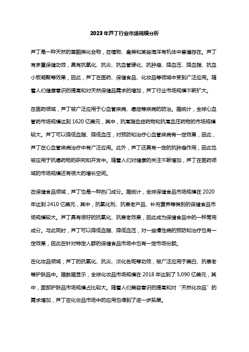 2023年芦丁行业市场规模分析