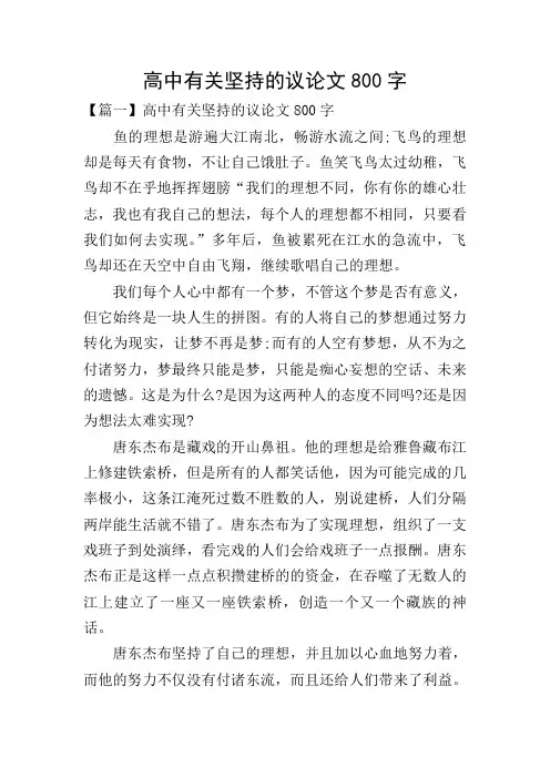高中有关坚持的议论文800字