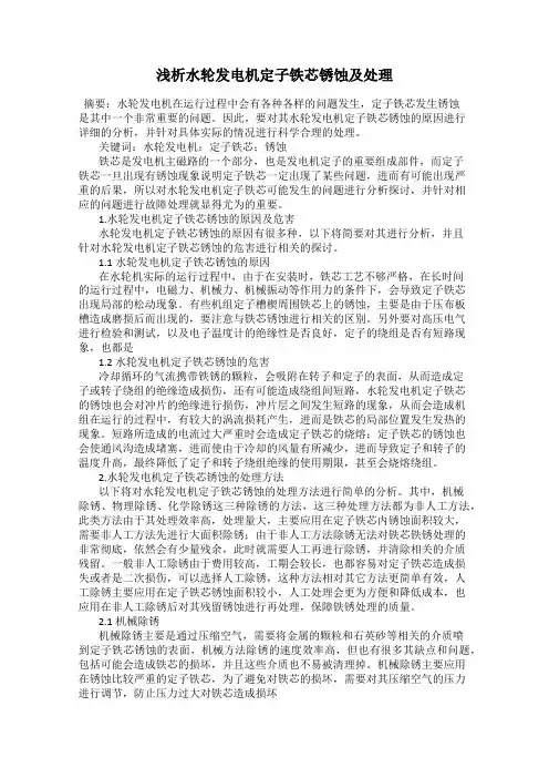 浅析水轮发电机定子铁芯锈蚀及处理