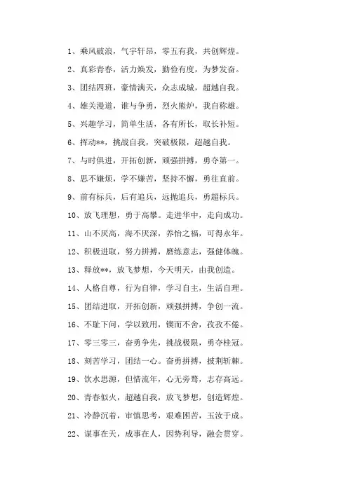 精选班级精神口号16个字