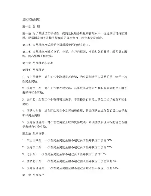 景区奖励制度模板文件范本