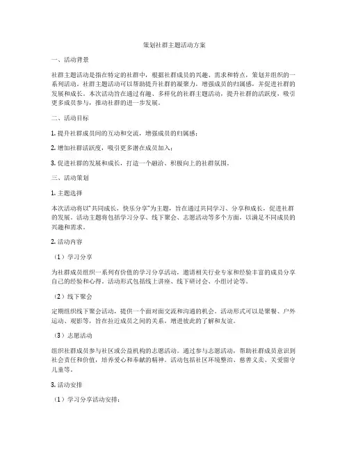 策划社群主题活动方案