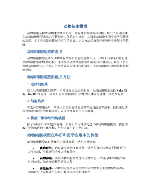 动物细胞模型