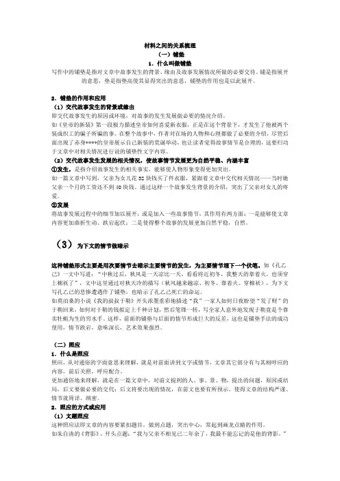 材料之间的关系梳理