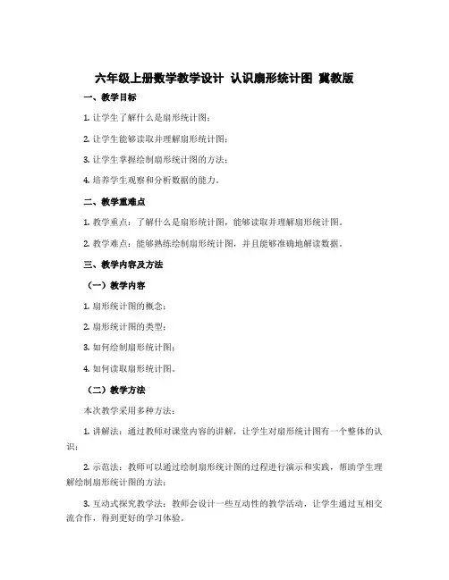 六年级上册数学教学设计 认识扇形统计图 冀教版