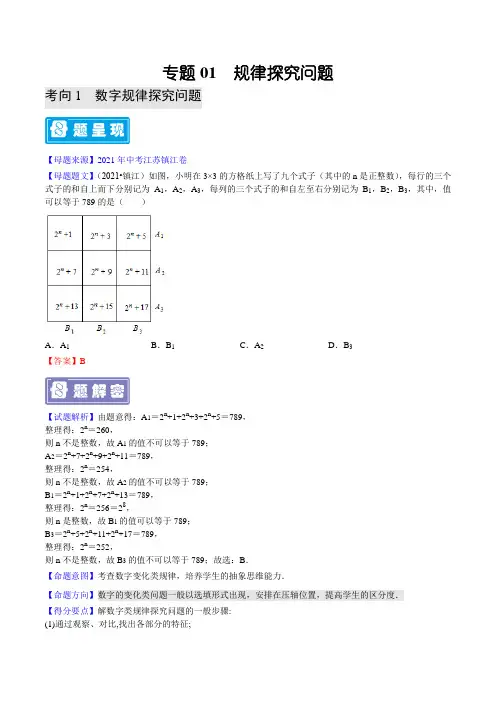 专题01 规律探究-备战2022年中考数学母题题源解密(全国通用)(解析版)