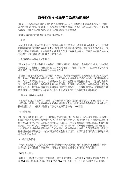 西安地铁4号线车门系统功能概述