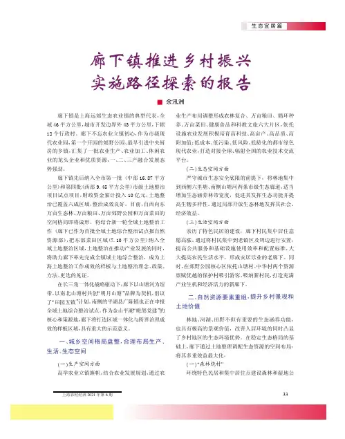 廊下镇推进乡村振兴实施路径探索的报告
