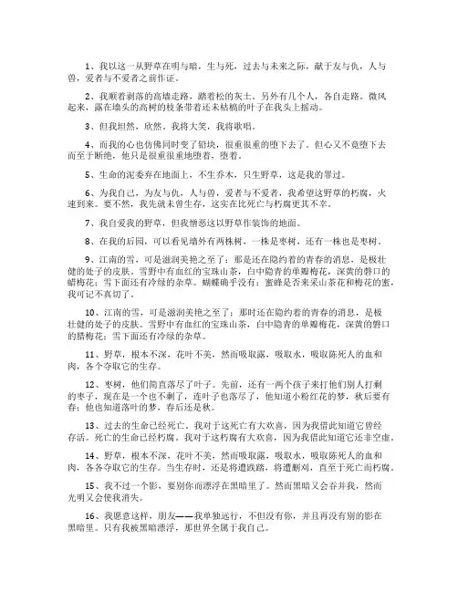 野草鲁迅好句集锦