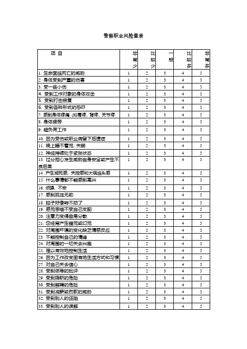 警察职业风险问卷