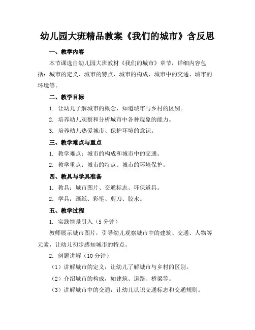 幼儿园大班精品教案《我们的城市》含反思