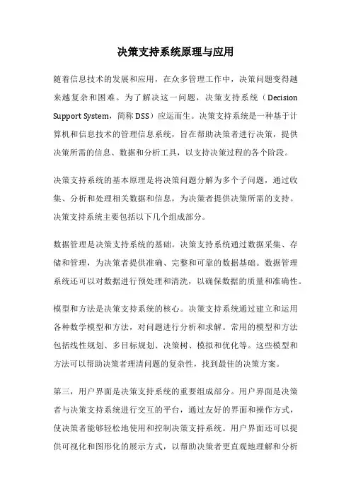 决策支持系统原理与应用