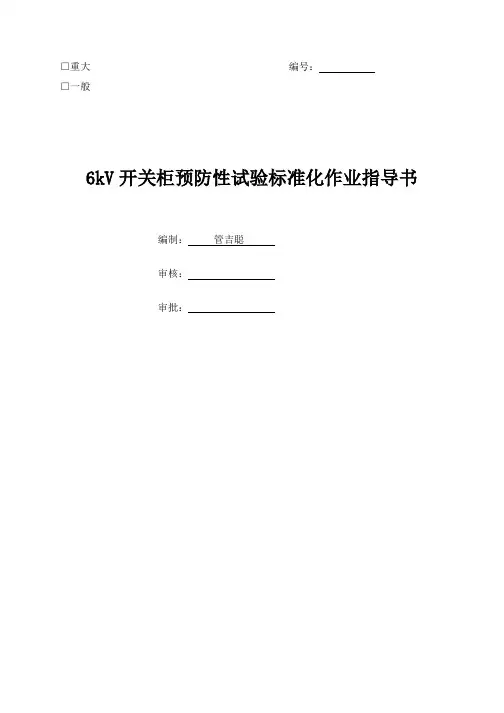 6kV开关柜预防性试验标准化作业指导书