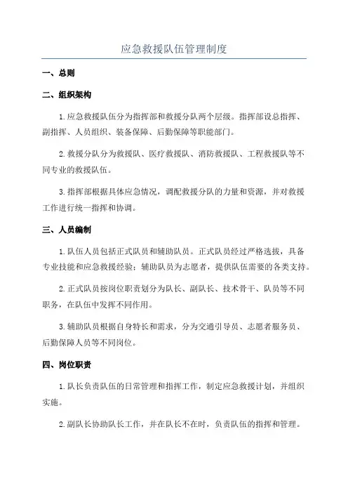 应急救援队伍管理制度