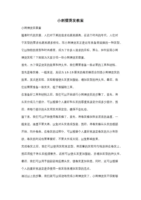 小刺猬烫发教案