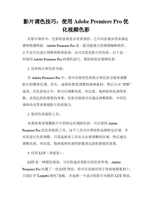 影片调色技巧 使用Adobe Premiere Pro优化视频色彩
