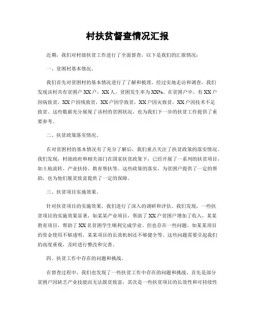 村扶贫督查情况汇报