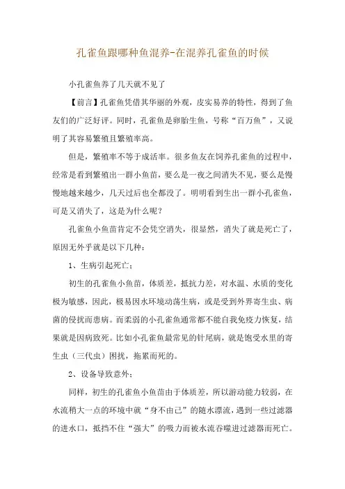 孔雀鱼跟哪种鱼混养-在混养孔雀鱼的时候