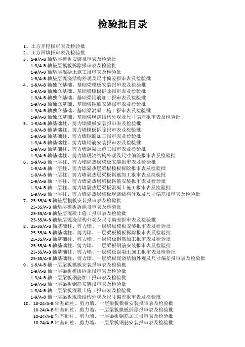 检验批目录