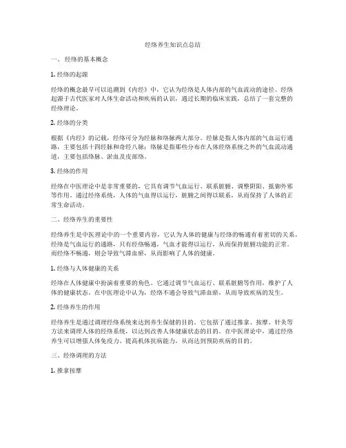 经络养生知识点总结