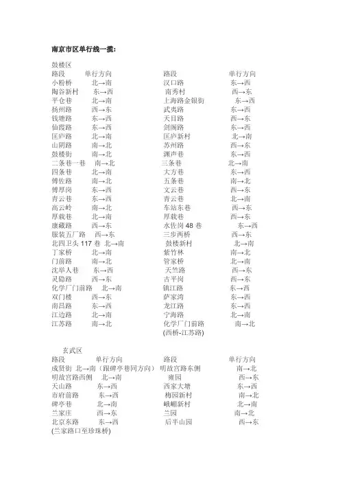 南京市区单行线一揽