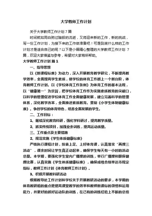大学教师工作计划