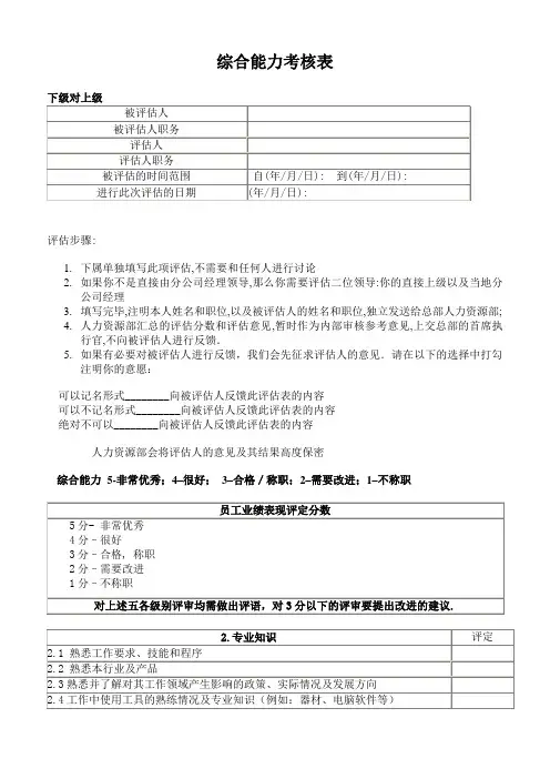 综合能力考核表