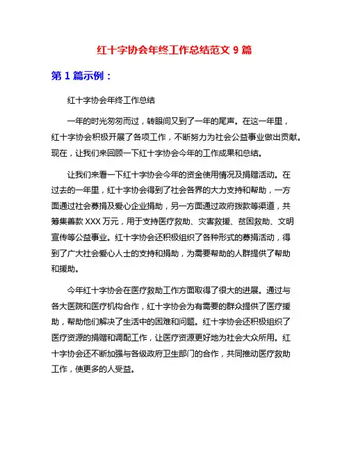 红十字协会年终工作总结范文9篇