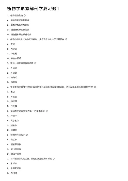 植物学形态解剖学复习题1