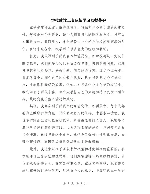 学校建设三支队伍学习心得体会