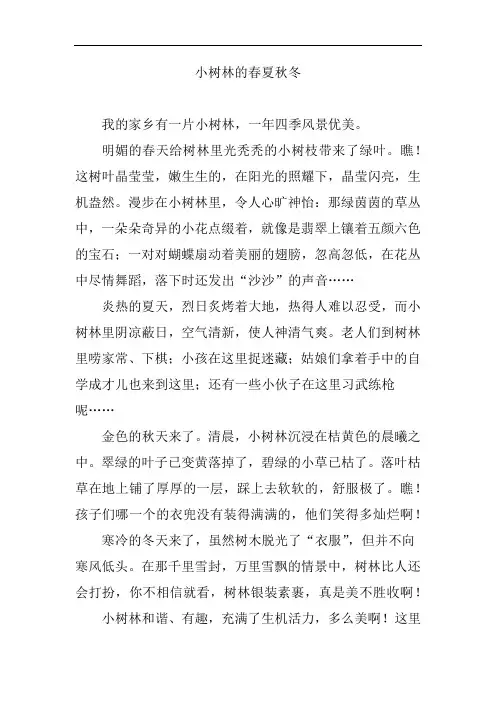 四年级作文我的乐园小树林春夏秋冬