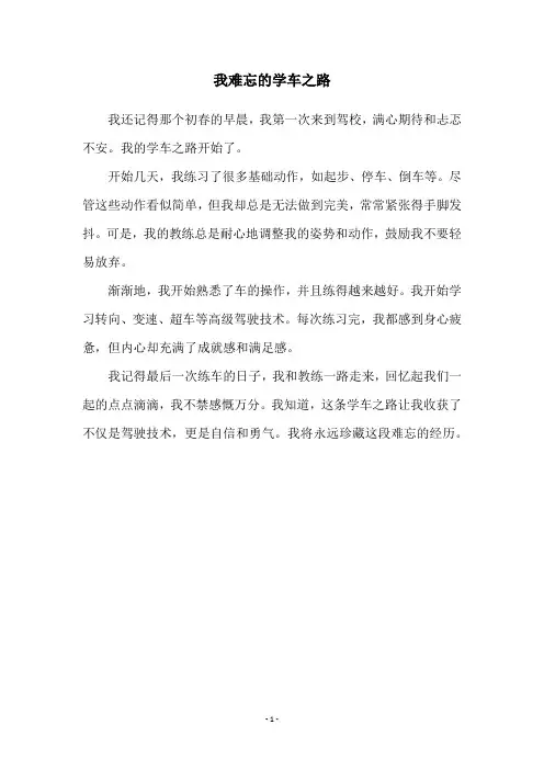 我难忘的学车之路