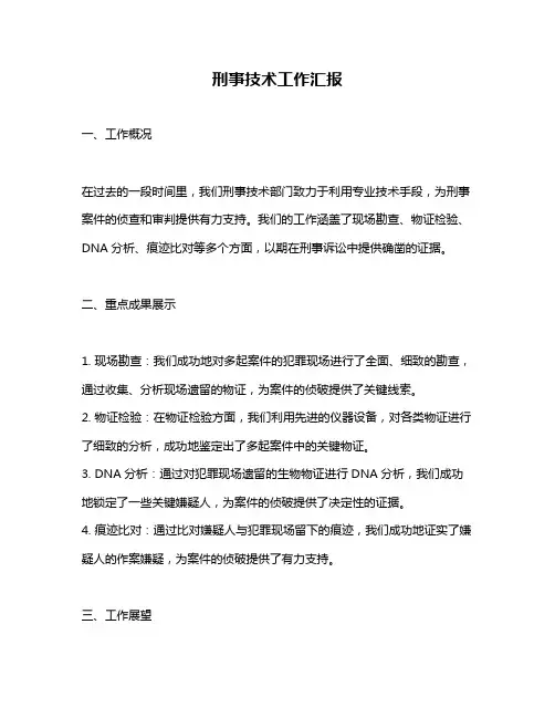 刑事技术工作汇报