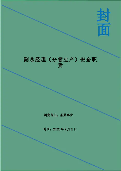 副总经理(分管生产)安全职责