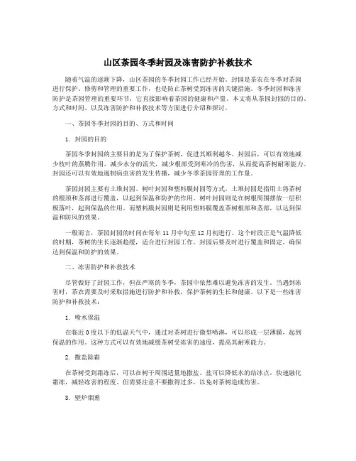 山区茶园冬季封园及冻害防护补救技术