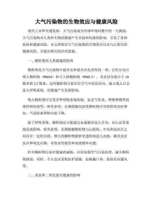 大气污染物的生物效应与健康风险