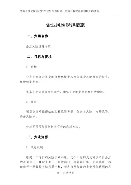 企业风险规避措施